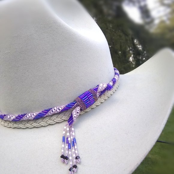 JRW Hand Made Adjustable Cowboy Purple Hat Band - Picture 2 of 10